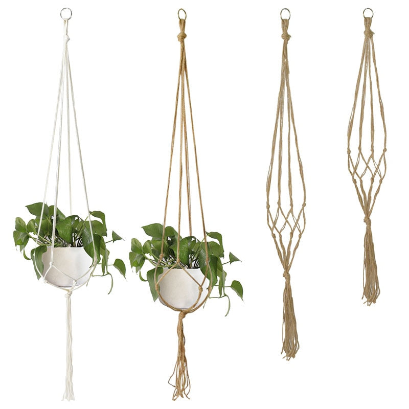 Handmade Plant Hanger Baskets Flower Pots Holder Balcony Hanging Decoration Knotted Lifting Rope Home Garden Supplies Hand Vowed - Statnmore-7861