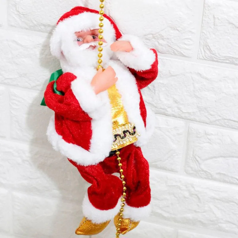 Electric Santa Claus Climbing Rope Ladder with Music Santa Musical Toys for Christmas Tree