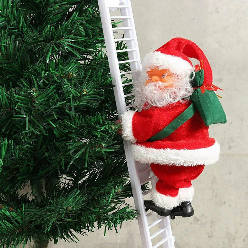 Electric Santa Claus Climbing Rope Ladder with Music Santa Musical Toys for Christmas Tree