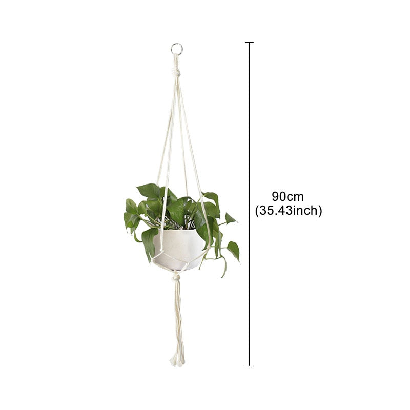 Handmade Plant Hanger Baskets Flower Pots Holder Balcony Hanging Decoration Knotted Lifting Rope Home Garden Supplies Hand Vowed - Statnmore-7861