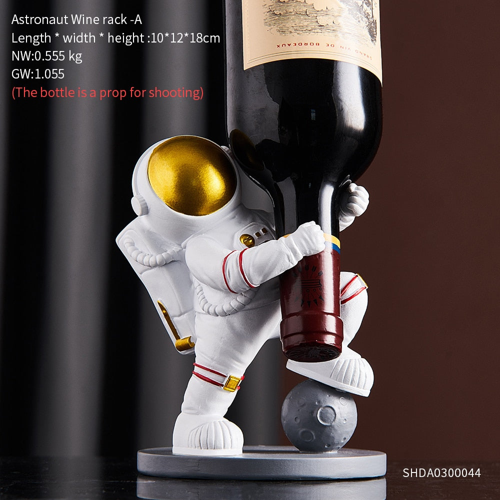 Hanging Wine Glass Holder Astronaut Wine Rack Wine Bottle Glass Holder Mold Creative Wine Bottle Rack Holder Home Decoration - Statnmore-7861