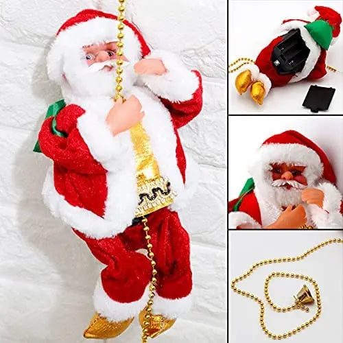 Electric Santa Claus Climbing Rope Ladder with Music Santa Musical Toys for Christmas Tree