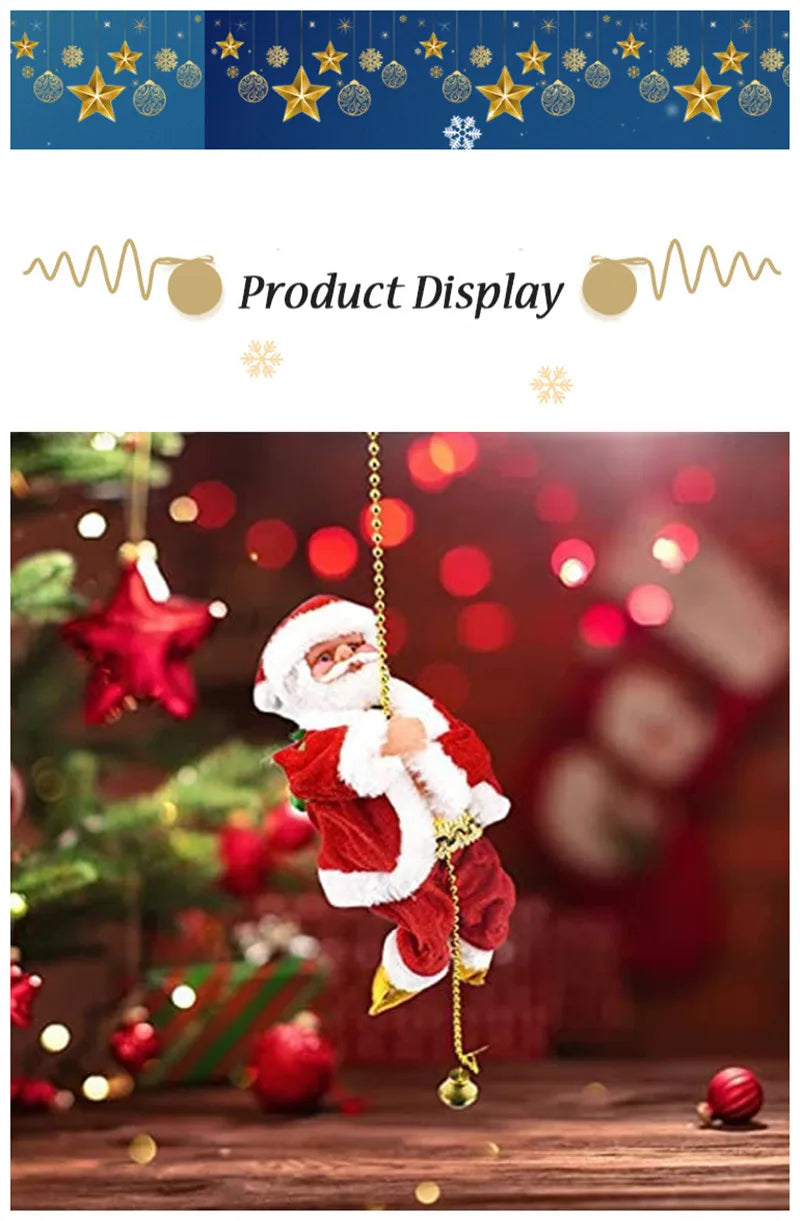 Electric Santa Claus Climbing Rope Ladder with Music Santa Musical Toys for Christmas Tree