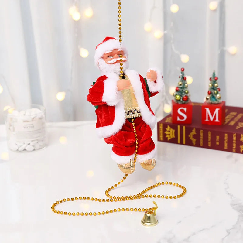 Electric Santa Claus Climbing Rope Ladder with Music Santa Musical Toys for Christmas Tree