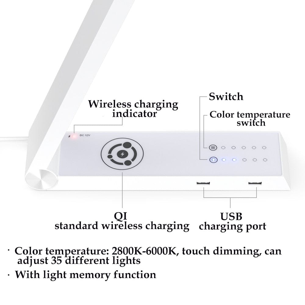 Foldable 10W Wireless Triangle Desk Lamp