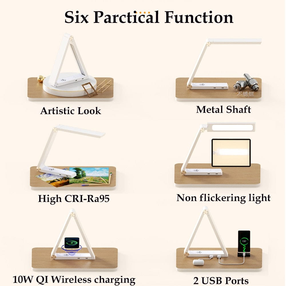 Foldable 10W Wireless Triangle Desk Lamp