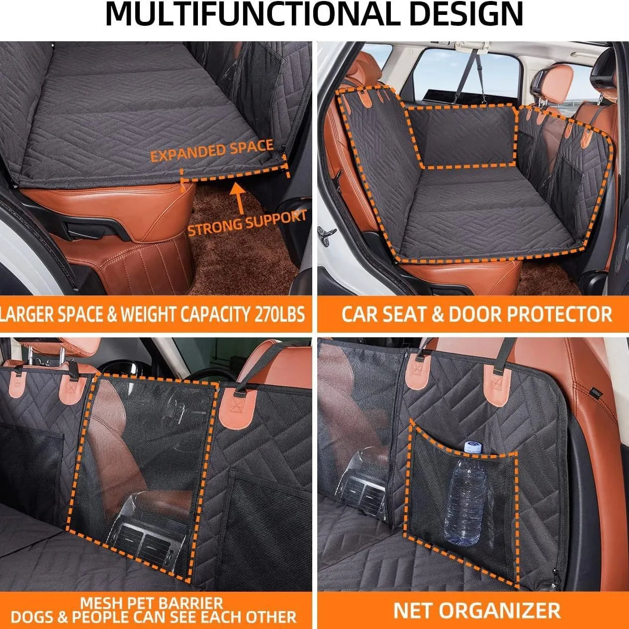 New Design Large Pet Back Seat Extender Car Backseat Protector Hammock Dog Car Seat Cover Hard Bottom for Travel