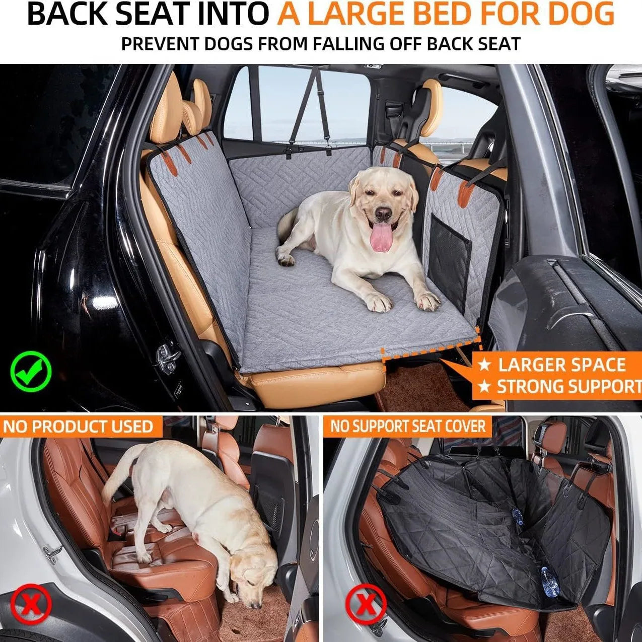 New Design Large Pet Back Seat Extender Car Backseat Protector Hammock Dog Car Seat Cover Hard Bottom for Travel