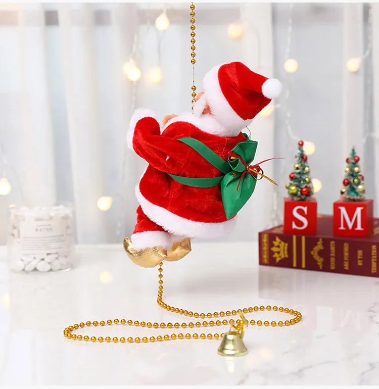 Electric Santa Claus Climbing Rope Ladder with Music Santa Musical Toys for Christmas Tree