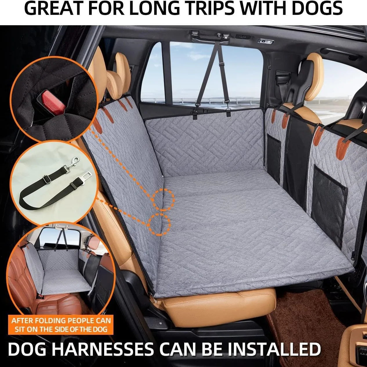 New Design Large Pet Back Seat Extender Car Backseat Protector Hammock Dog Car Seat Cover Hard Bottom for Travel